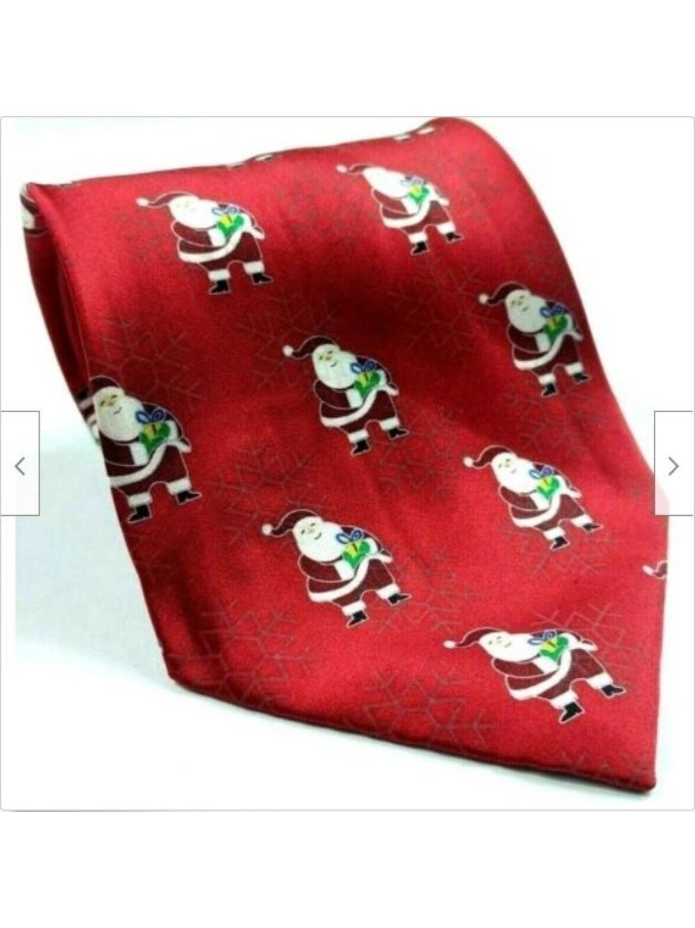 Santa Claus Christmas Snowflake Silk Tie
